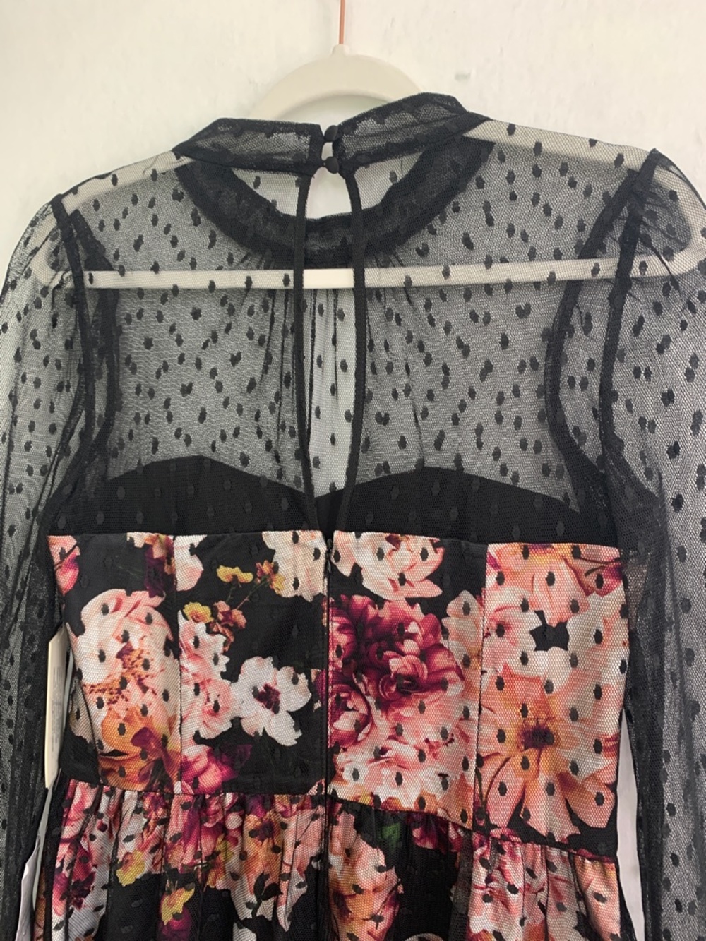 Eliza J Black Floral Tulle Illusion Dress Sz 12 - Picture 6 of 15